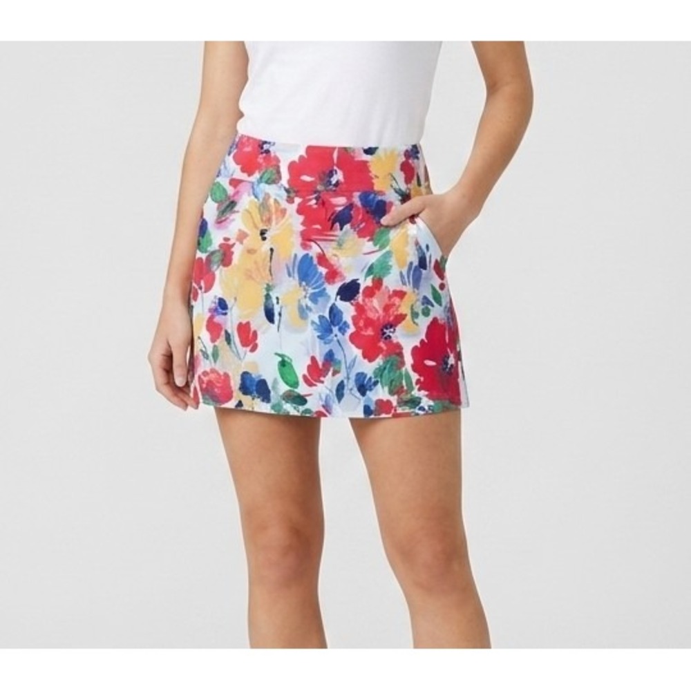 Zac & Rachel 10 Watercolor Floral Skort Pull On Mini‎ Skirt Pockets Athleisure